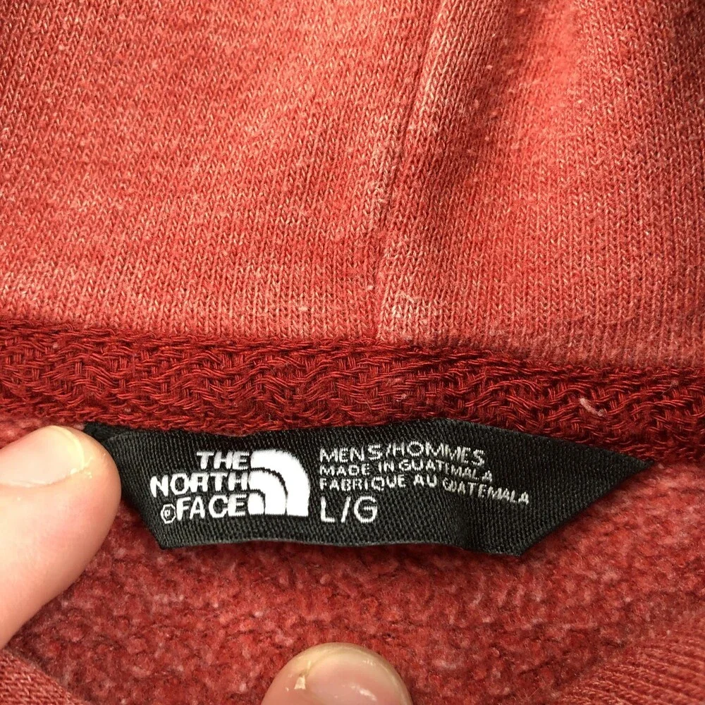 The North Face Hoodie Mens Large Red Pullover Fleece Sweatshirt Big Logo